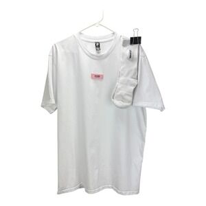 Crumbl‎ Cookies White T Shirt XL Pink Logo Short Sleeve Top & Socks Set